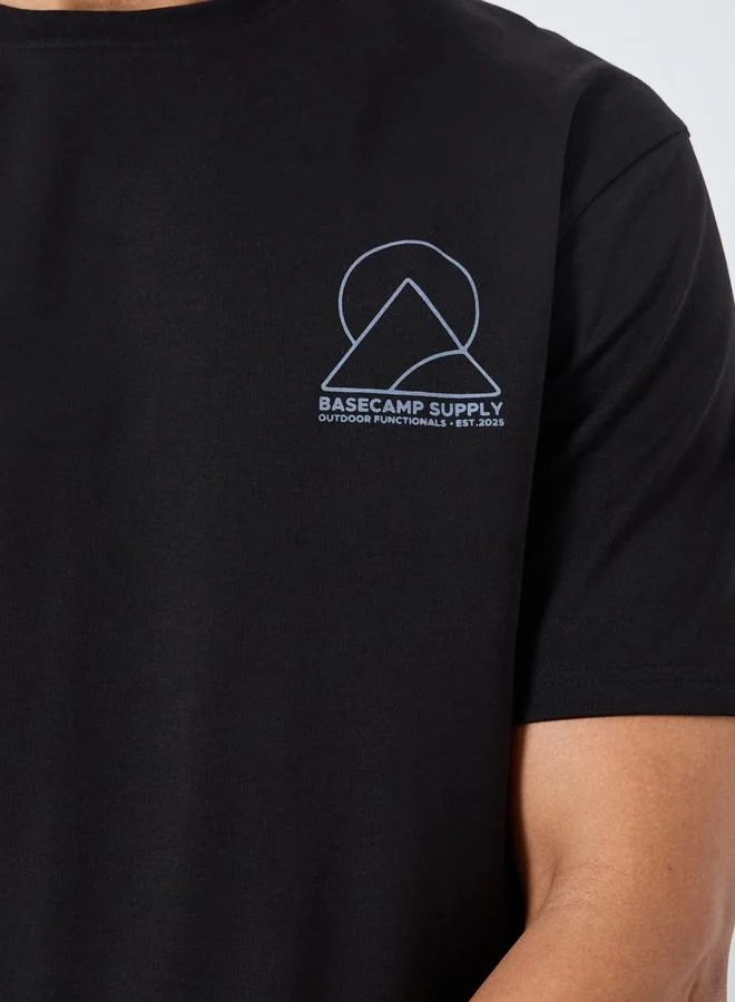 Styli Men Black Short Sleeve T-Shirt and Shorts Co-Ords